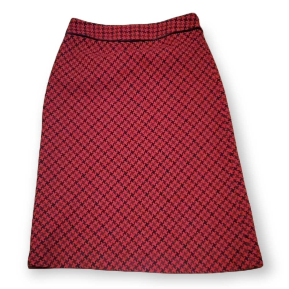 Loft houndstooth wool blend pencil skirt